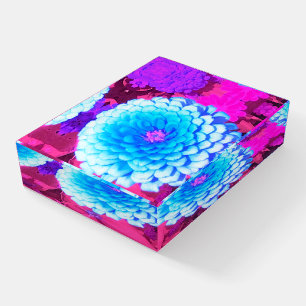 Pretty Blue Zinnia in the Purple Summer Garden Paperweight