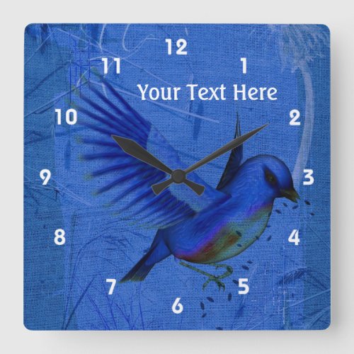 Pretty Bluebird Animal Art Square Wall Clock