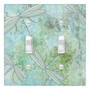 Pretty Blues And Green Dragonfly Light Switch Cover