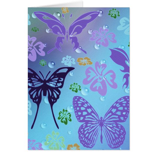 Pretty Blues Butterflies Cards (Front)