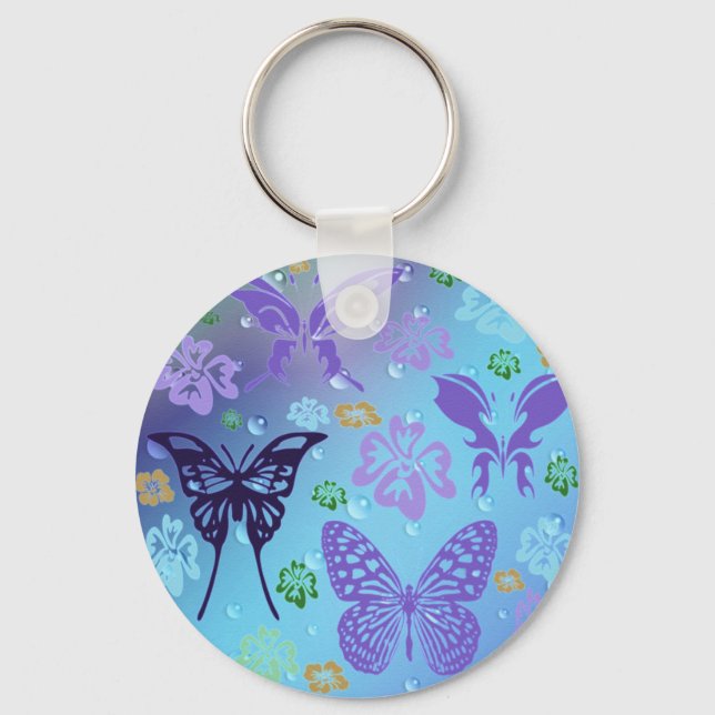 Pretty Blues Butterflies Keychain (Front)