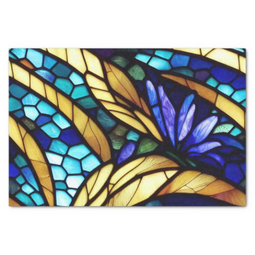 Pretty Blues Stained Glass Decoupage Tissue Paper