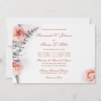 Pretty Blush Carnation Flowers Floral Invitation by WillowTreePrints at Zazzle