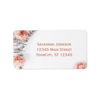 Pretty Blush Carnation Flowers Floral Label by WillowTreePrints at Zazzle