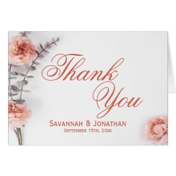 Pretty Blush Carnation Flowers Wedding Thank You by WillowTreePrints at Zazzle