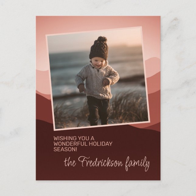 Pretty Blush Coral Pink Abstract Seasons Greetings Postcard (Front)