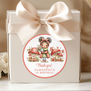 Pretty Blush Fairy Floral Birthday Thank You Classic Round Sticker