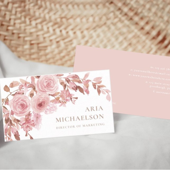 Pretty Blush Floral Bouquet Business Card (Creator Uploaded)