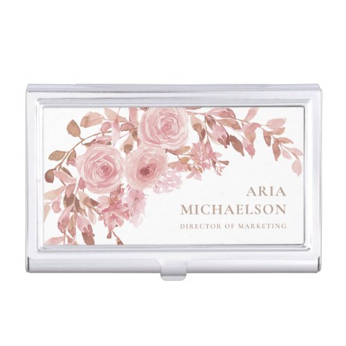 Pretty Blush Floral Bouquet Business Card Case