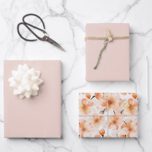 Pretty Blush Floral Bridal Shower Wrapping Paper Sheets