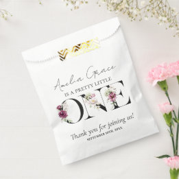 Pretty Blush Floral ONE Baby Girl's First Birthday Favor Bag