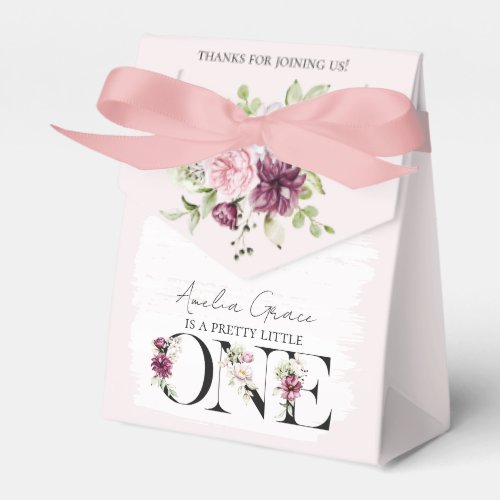 Pretty Blush Floral ONE Baby Girls First Birthday Favor Boxes