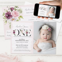 Pretty Blush Floral ONE Baby Girl's First Birthday