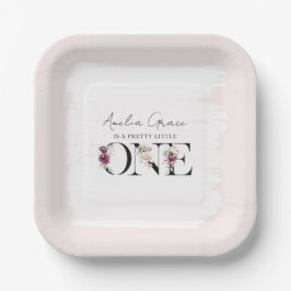 Pretty Blush Floral ONE Baby Girl's First Birthday Paper Plates