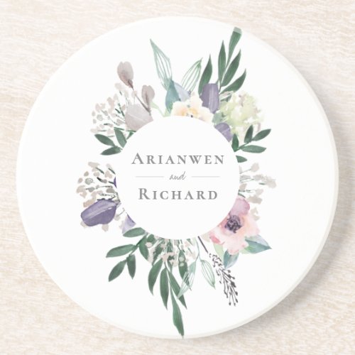 Pretty blush floral wildflower gift tags mason jar coaster