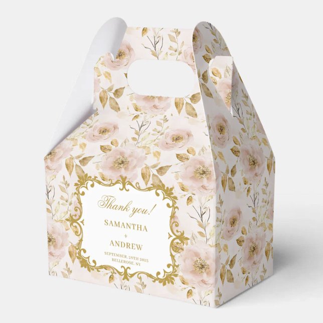 Pretty Blush Gold Wedding Favor Box with Elegant (Pretty Blush Gold Wedding Favor Box with Elegant)