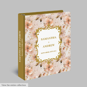 Pretty Blush Gold Wedding Memory Album 3 Ring Binder