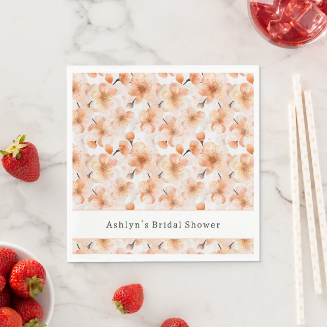 Pretty Blush Peach Flowers Bridal Shower   Napkins (Insitu)