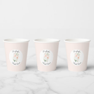 Pretty Blush Peach Orchid Flowers Bridal Shower Paper Cups