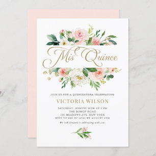 Pretty Blush Peony Mis Quince Quinceañera Invitation