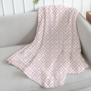Pretty Blush Pink and Beige Pattern Fleece Blanket
