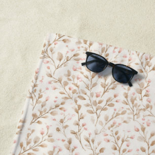 Pretty Blush Pink Cream Floral Beach Towel