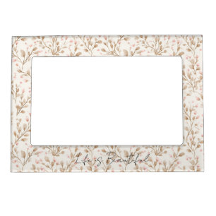 Pretty Blush Pink Cream Floral  Magnetic Frame
