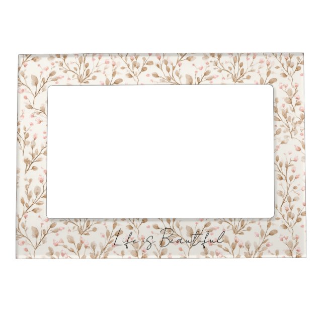 Pretty Blush Pink Cream Floral  Magnetic Frame (Front)