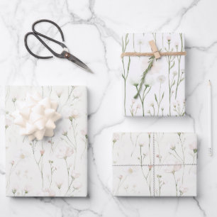 Pretty Blush Pink Feminine Floral Bridal Shower Wrapping Paper Sheets