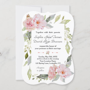 Pretty Blush Pink Floral Bloom Wedding Invitation