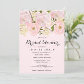 Pretty Blush Pink Floral Bridal Shower Invite (Standing Front)