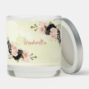 Pretty blush pink flowers wedding scented candle