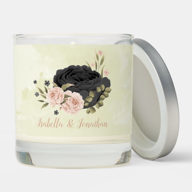 Pretty blush pink flowers wedding scented candle (Lid)