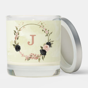 Pretty blush pink flowers wedding scented candle