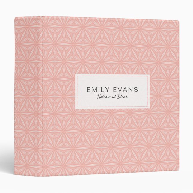 Pretty Blush Pink Geometric Flower Pattern 3 Ring Binder (Front/Spine)