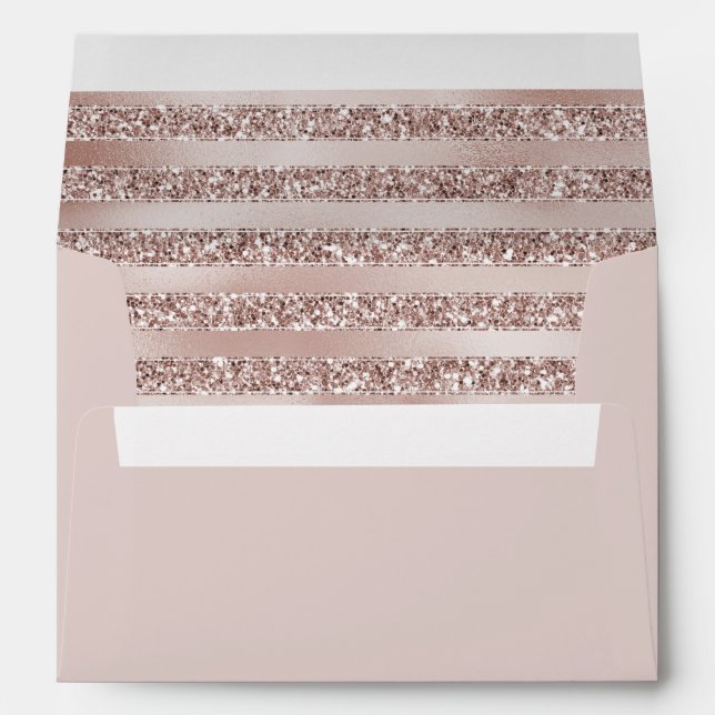 Pretty Blush Pink Glitter Glam Stripes  Envelope (Back (Bottom))