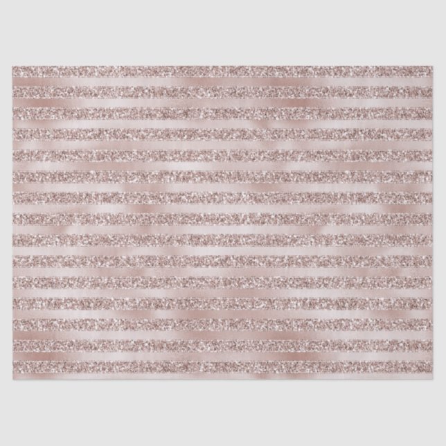 Pretty Blush Pink Glitter Glam Stripes     Tissue Paper (Front)