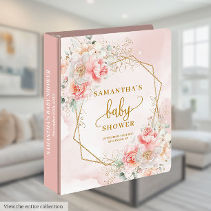 Pretty blush pink gold baby shower memory album 3 ring binder