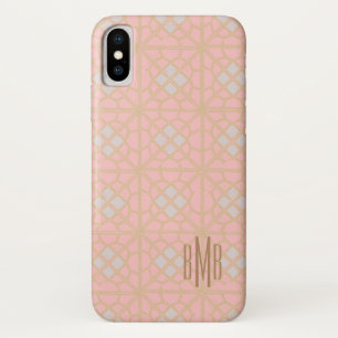 Pretty Blush Pink Gold Trendy Mosaic Tile Design iPhone X Case