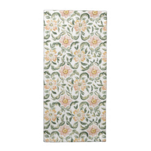 Pretty Blush Pink Green Leaves Floral   Cloth Napkin