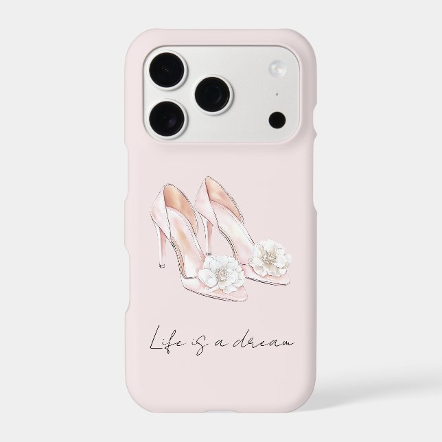 Pretty Blush Pink Heels White with White Flowers   Case-Mate iPhone Case (Back)