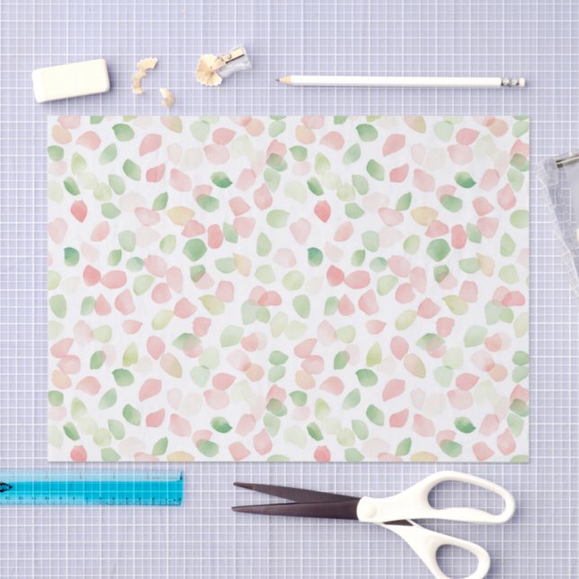 Pretty Blush Pink Mint Flower Petals Birthday Tissue Paper (Craft)