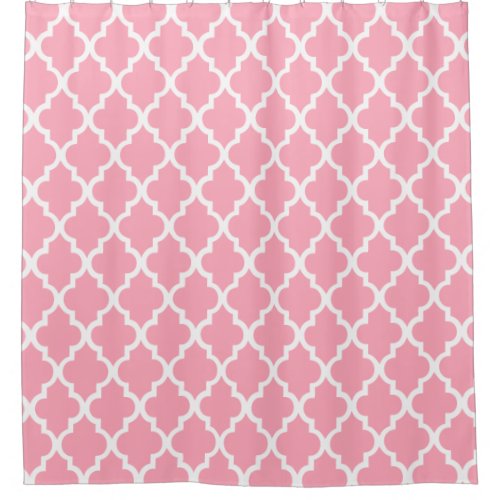 Pretty Blush Pink Quatrefoil Pattern Shower Curtain