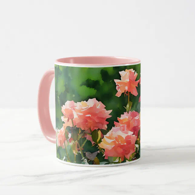 Pretty Blush Pink Roses Garden Art Mug Cup Zazzle