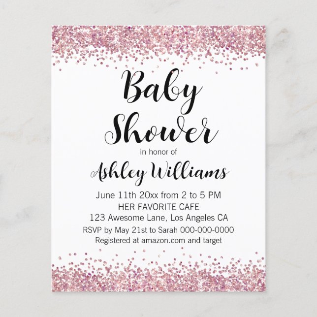 Pretty Blush Pink Sprinkle Baby Shower Invitations (Front)