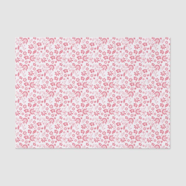 Pretty Blush Pink Tropical Spring Flowers Tissue Paper (Front)
