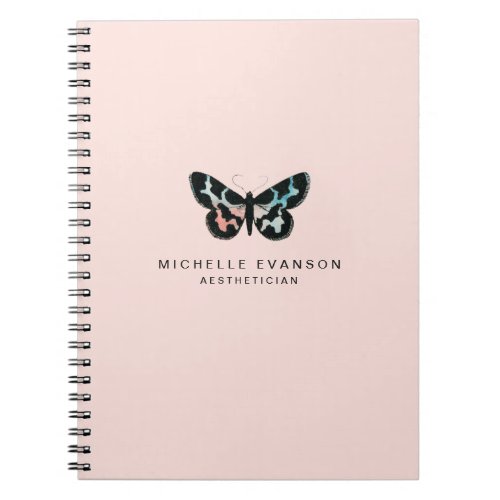 Pretty Blush Pink Watercolor Butterfly Logo Notebook