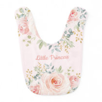 Pretty Blush Pink Watercolor Floral Rose Baby Girl Baby Bib Pretty Blush Pink Watercolor Floral Rose Baby Girl Baby Bib