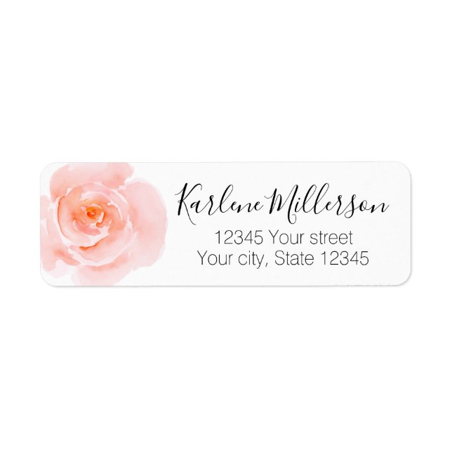 Pretty Blush Pink Watercolor Roses Label (Front)