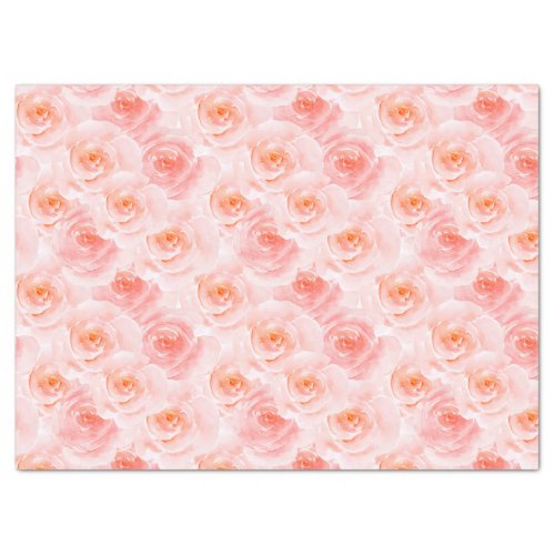 Pretty Blush Pink Watercolor Roses Tissue Paper